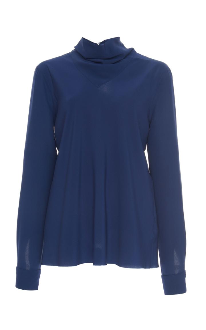 Agnona Crepe De Chine Draped Neck Top