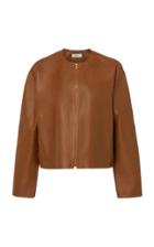Vince Cropped Collarless Leather Jacket