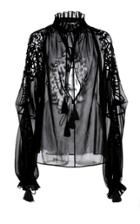Oscar De La Renta Lace Tie-front Blouse