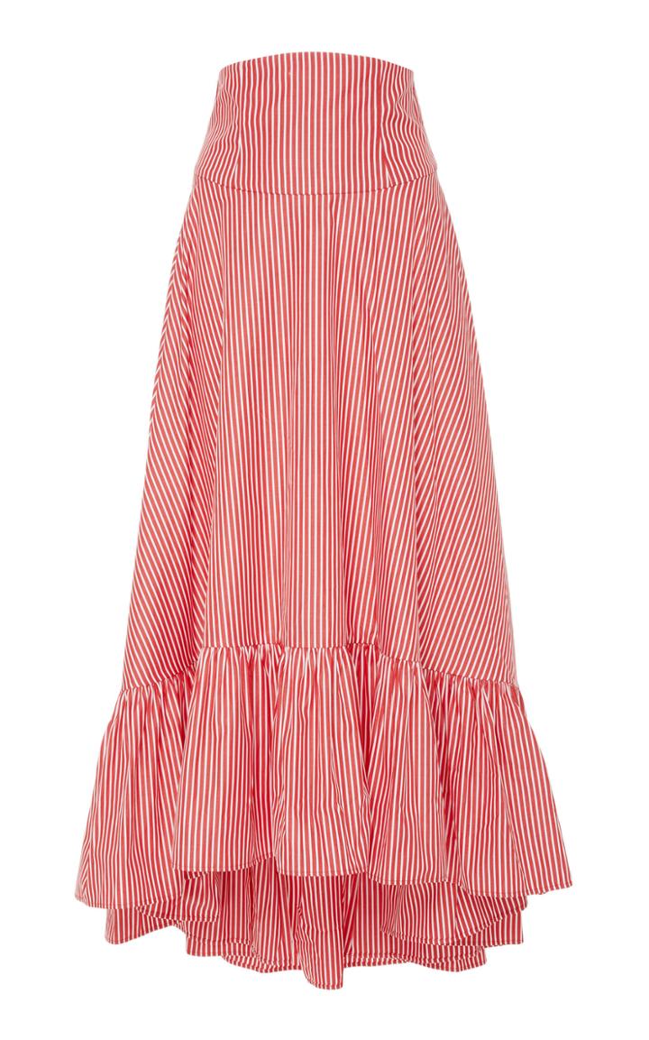 Mds Stripes M'o Exclusive Ruffle High-low Cotton Maxi Skirt