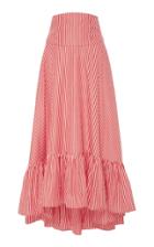 Mds Stripes M'o Exclusive Ruffle High-low Cotton Maxi Skirt