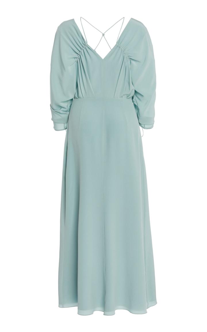 Moda Operandi Victoria Beckham Ruched Silk Midi Dress