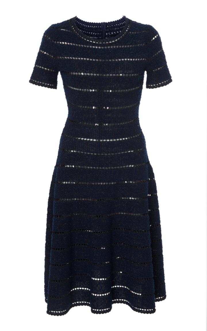 Oscar De La Renta Short Sleeve Flare Dress