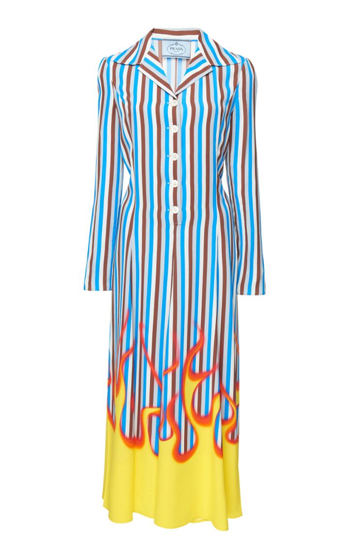 Prada Printed Poplin Midi Shirt Dress