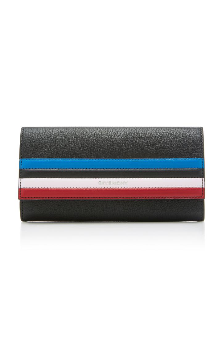 Givenchy Pandora Striped Textured-leather Wallet