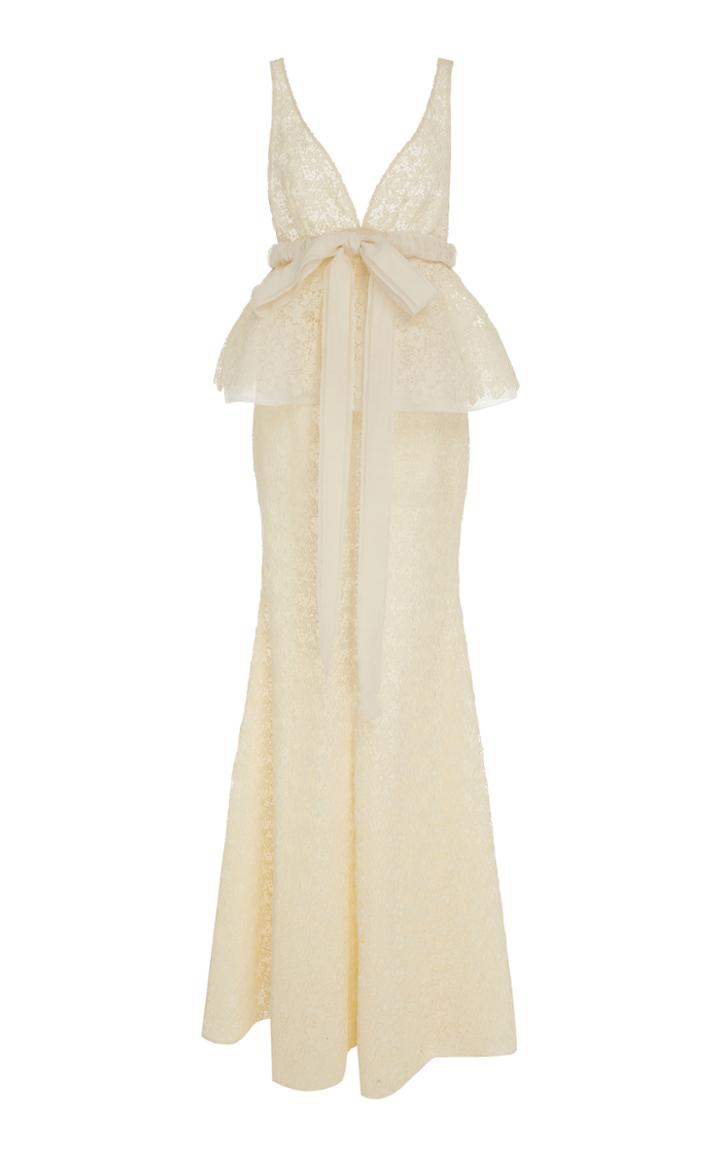 Brock Collection Lace Peplum Cotton-blend Gown