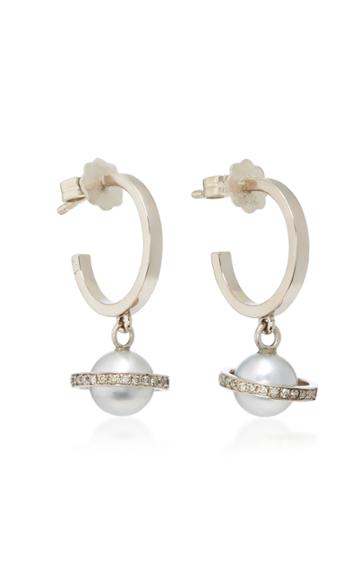 Alina Abegg Mirco Saturn White Gold, Diamond And Pearl Hoops