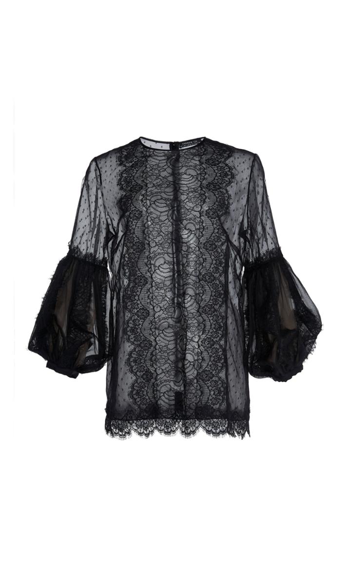 Moda Operandi Andrew Gn Puffed Sleeve Chantilly Lace Top Size: 34