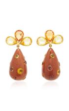 Brigid Blanco 18k Yellow Gold Orange And Sapphire Earrings
