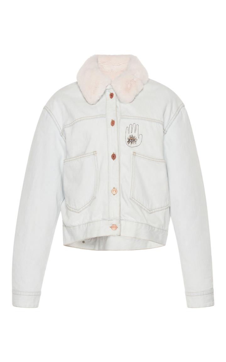 Isabel Marant Eleane Fur Collar Denim Jacket