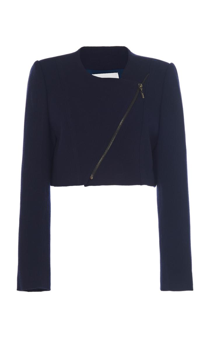 Leal Daccarett Biker Ruffle-back Cropped Tweed Jacket