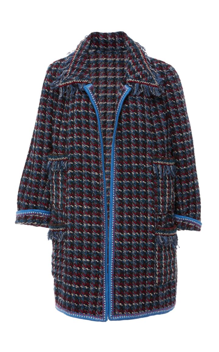 Anna Sui Forget Me Not Fringe Tweed Jacket