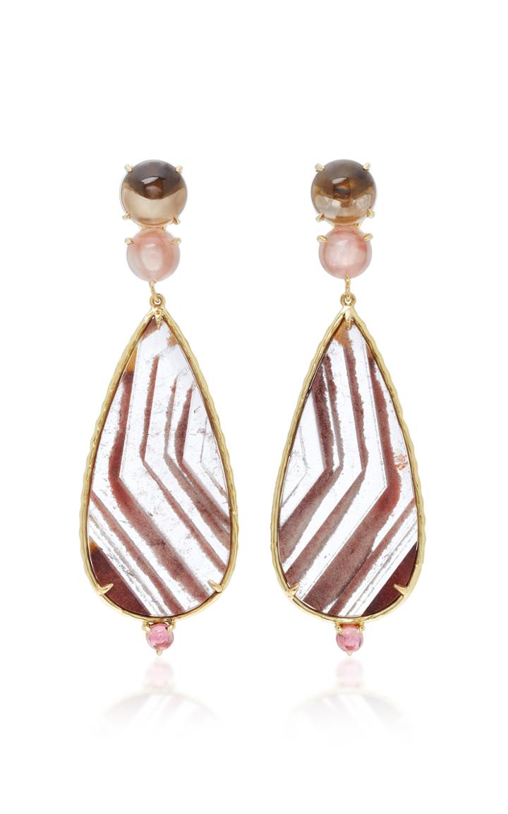 Daria De Koning Lodolite Pear 18k Yellow Gold Multi-stone Earrings