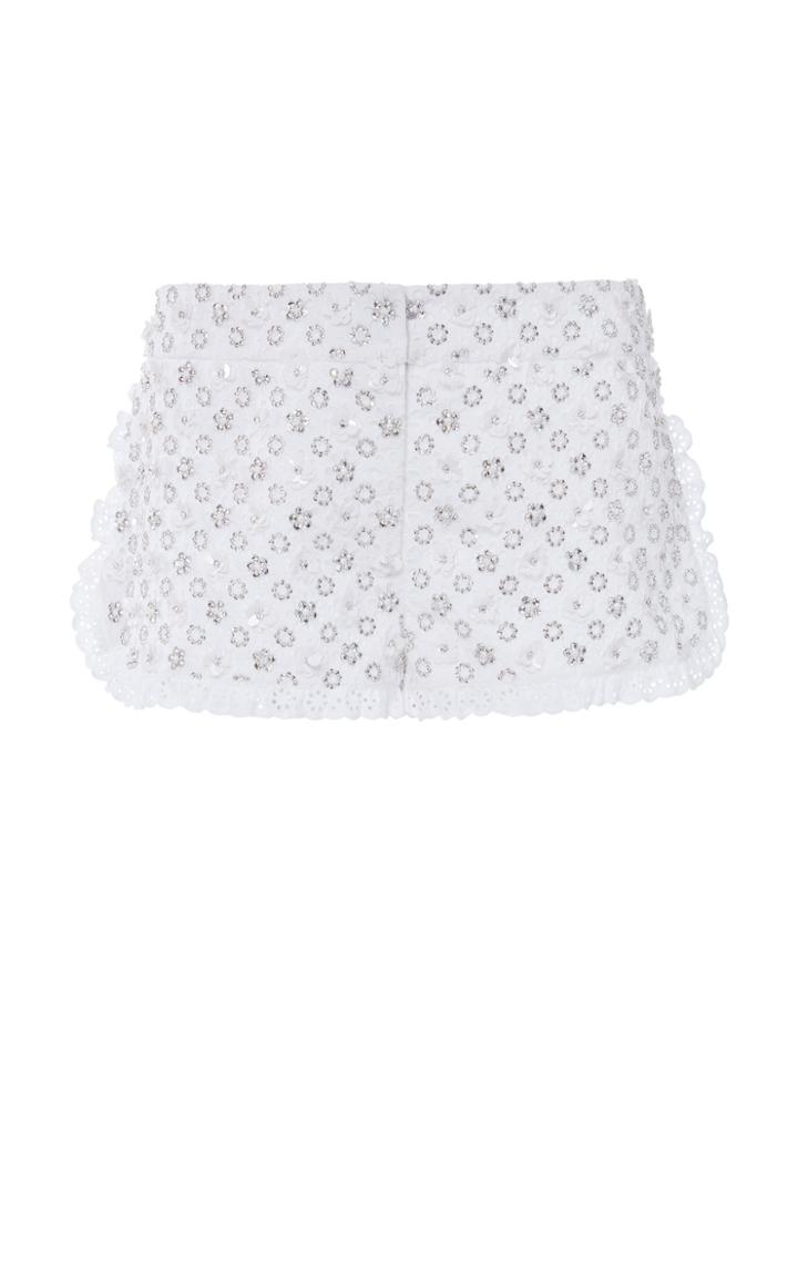 Michael Kors Collection Crystal Embroidered Cotton Shorts