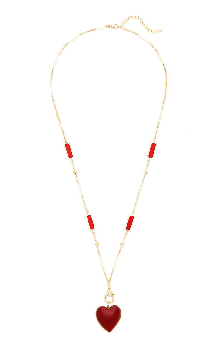 Jacquie Aiche Red Agate Inlay Pave Charm Clip Necklace