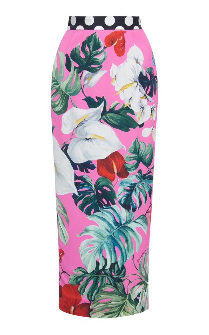 Moda Operandi Dolce & Gabbana Printed Charmeuse Skirt Size: 38