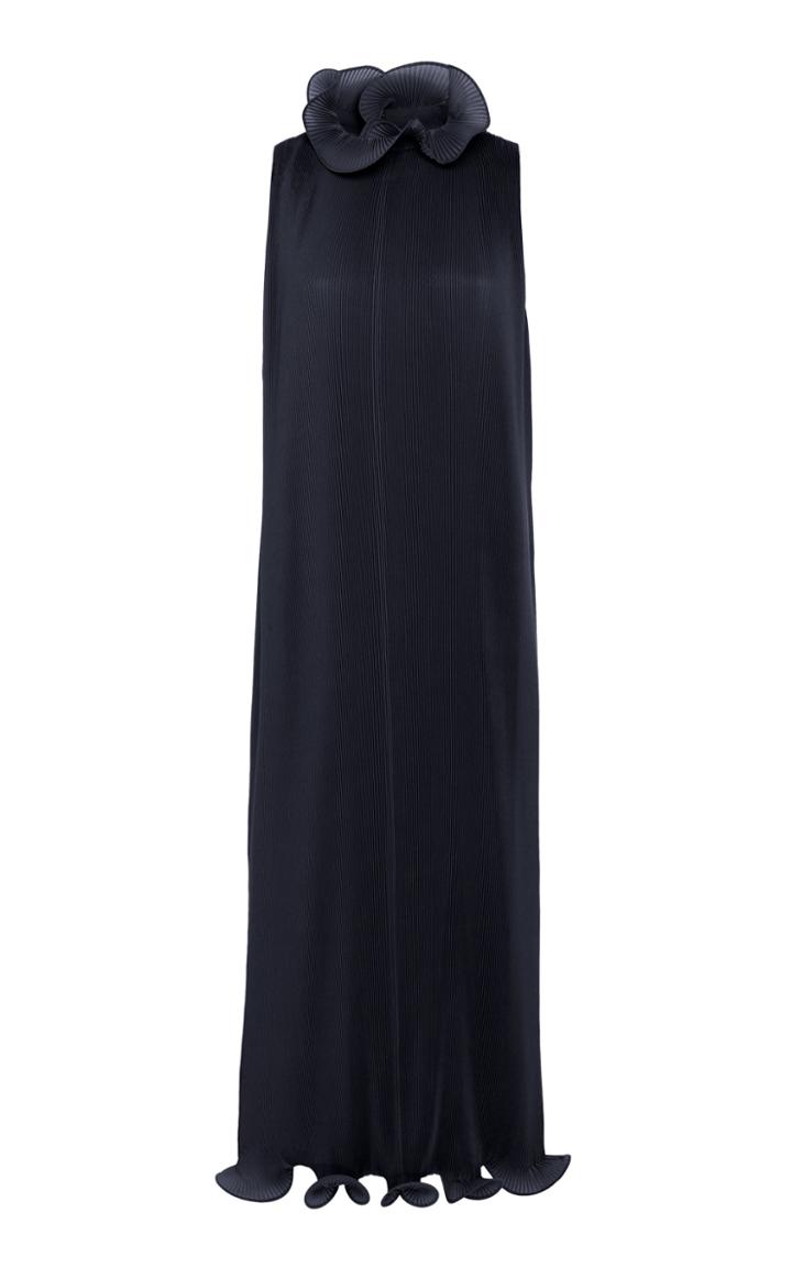 Tibi Pleated Ruffled Pliss Midi Dress