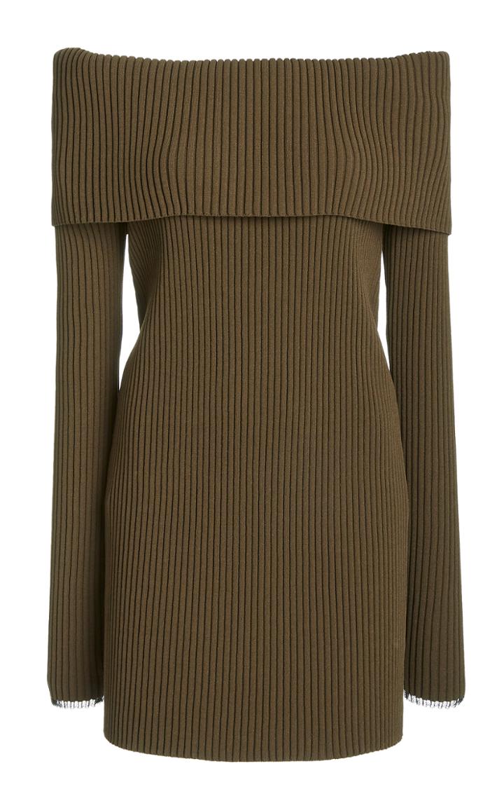 Moda Operandi Proenza Schouler Ribbed Knit Gathered Off-the-shoulder Top