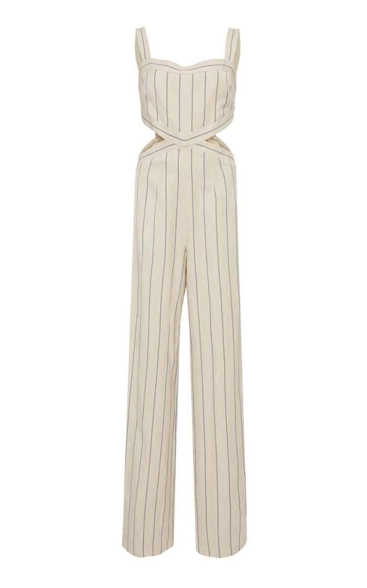 Alexis Lipton Cutout Pinstripe Jumpsuit