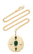 Moda Operandi Azlee Modern Byzantine Emerald And Diamond Large Coin Necklace