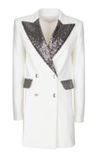 Genny Sparkle Lapel White Blazer
