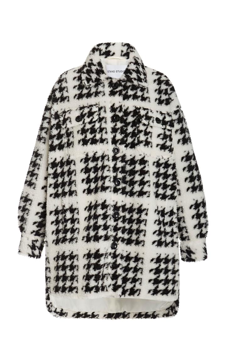 Stand Studio Sabi Houndstooth Faux Fur Jacket