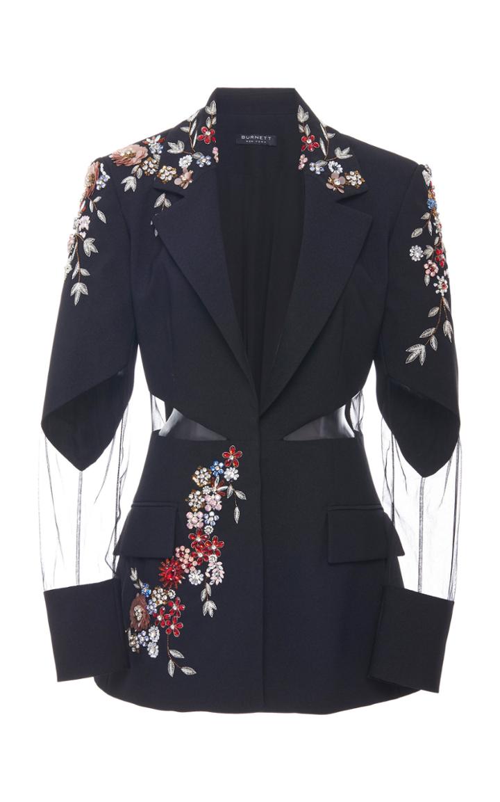 Moda Operandi Burnett New York Crystal-embellished Tulle-paneled Crepe Blazer Size: