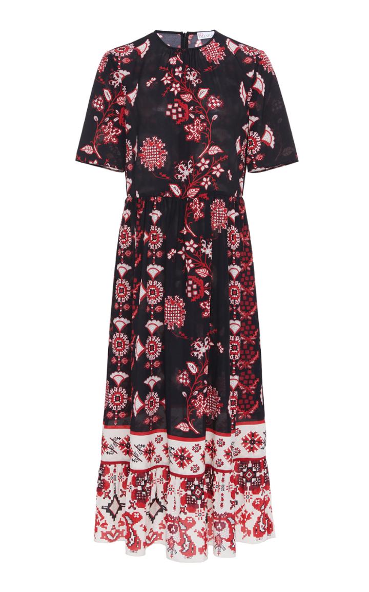 Red Valentino Short Sleeved Midi Dress