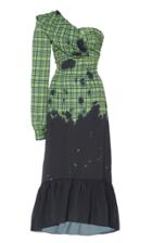 Moda Operandi Rokh Cold-shoulder Gingham Print Jersey Dress Size: 34