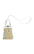 Perrin Paris La Minaudiere Floral- Embellished Raffia Bag