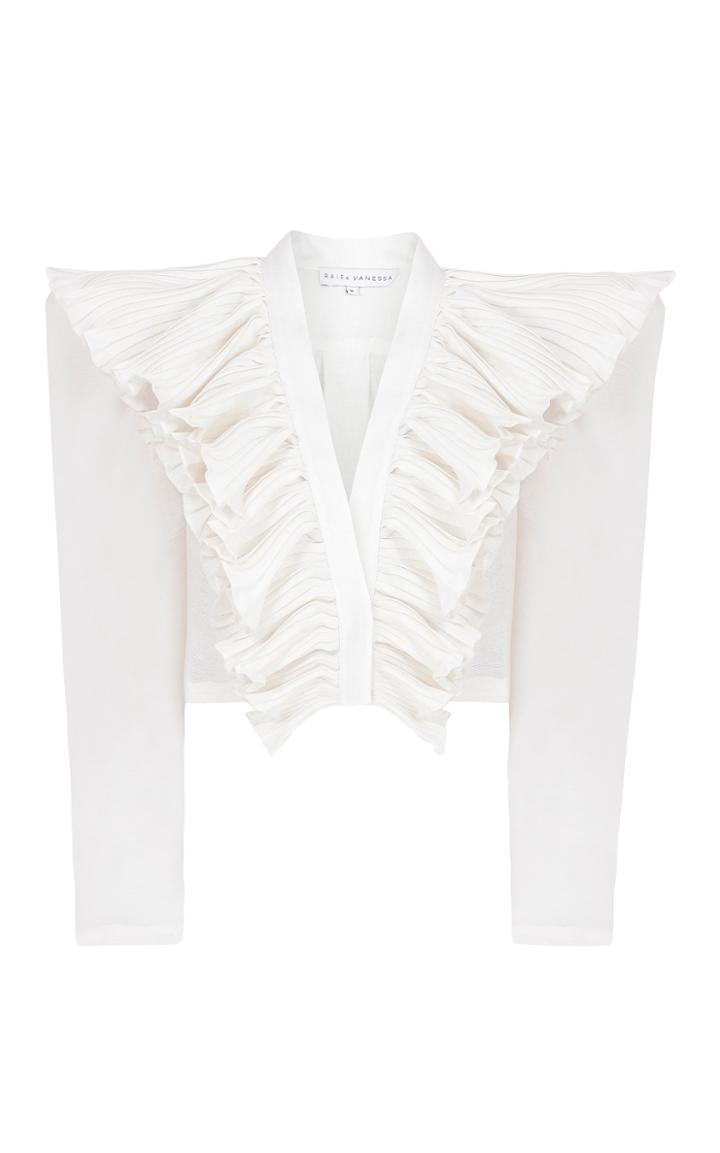 Moda Operandi Raisa Vanessa Ruffled Crepe Cropped Top