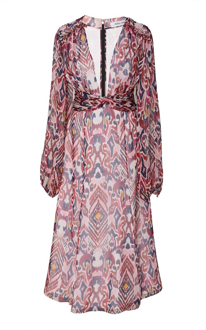 Prabal Gurung Audra Long Sleeve V Neck Dress