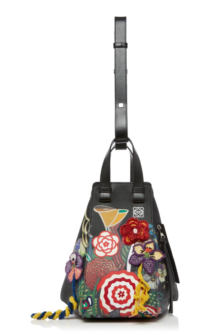 Loewe Hammock Medium Floral-embellished Leather Bag