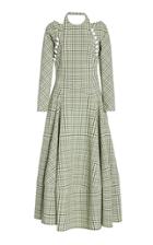 Moda Operandi Rosie Assoulin Hold My Bolero Plaid Cotton-blend Maxi Dress