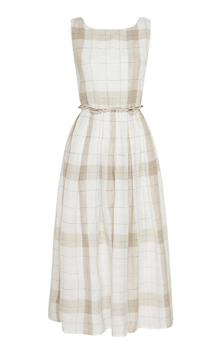 Moda Operandi St. Agni Aina Plaid Linen-cotton Midi Dress