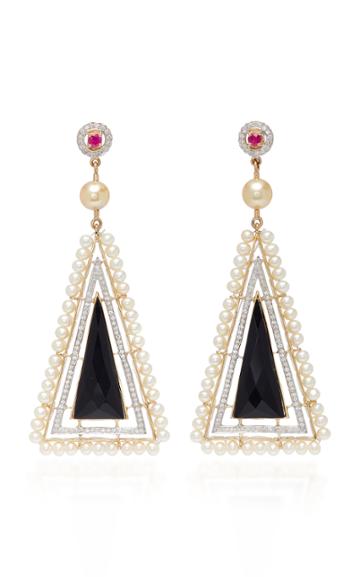 Hanut Singh One-of-a-kind Black Onyx Architectural Earrings With Pearls