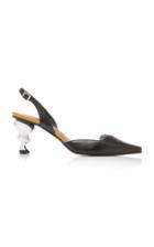 Yuul Yie Lissom Satin-trimmed Leather Slingback Pumps Size: 36