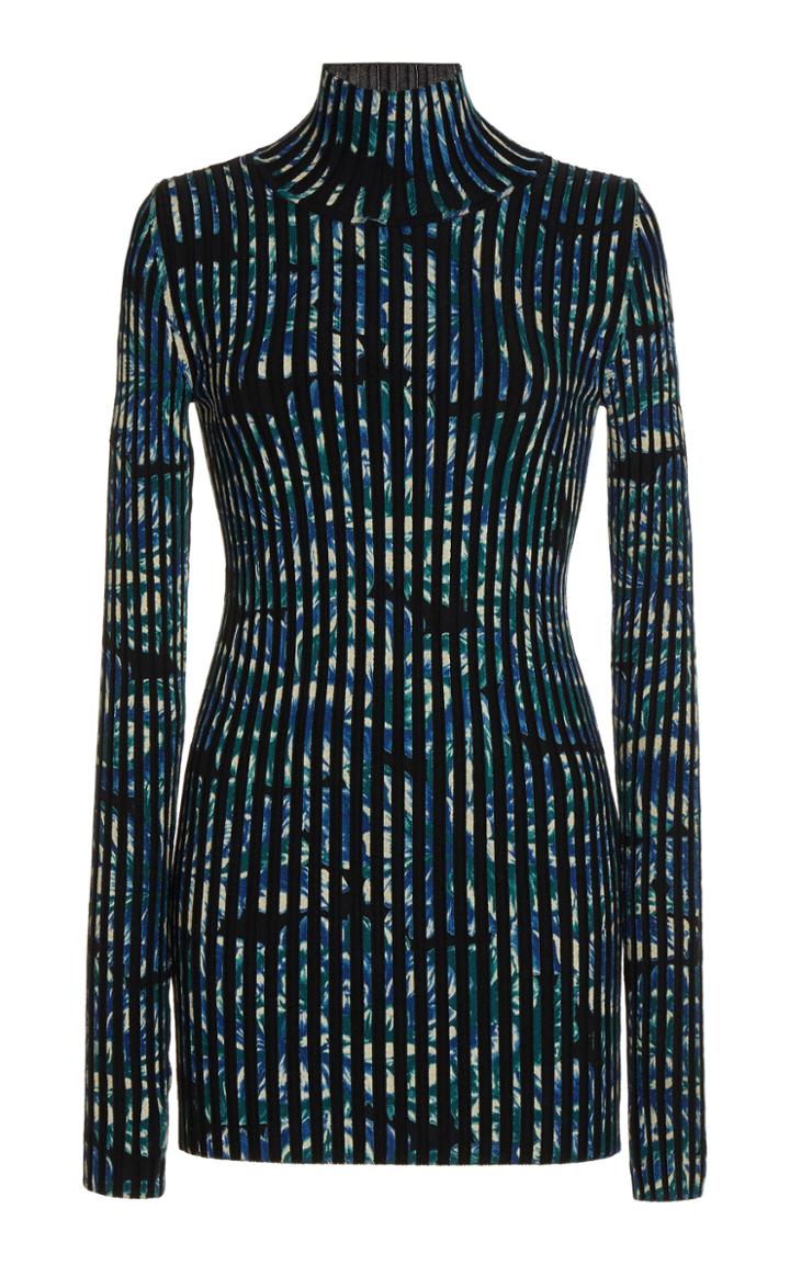 Moda Operandi Paco Rabanne Printed Ribbed-knit Turtleneck Sweater