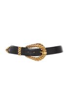 Alberta Ferretti Gold-tone Buckle Croc-effect Leather Belt