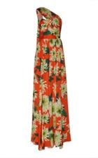 Andrew Gn Scarf-effect Floral Print Silk-blend Gown