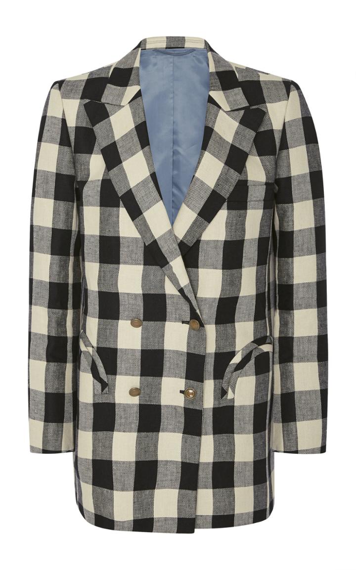 Blaz Milano Pequod Check Double-breasted Linen Blazer