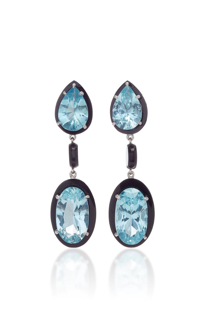 Sabbadini White Gold Aquamarine And Diamond Earrings