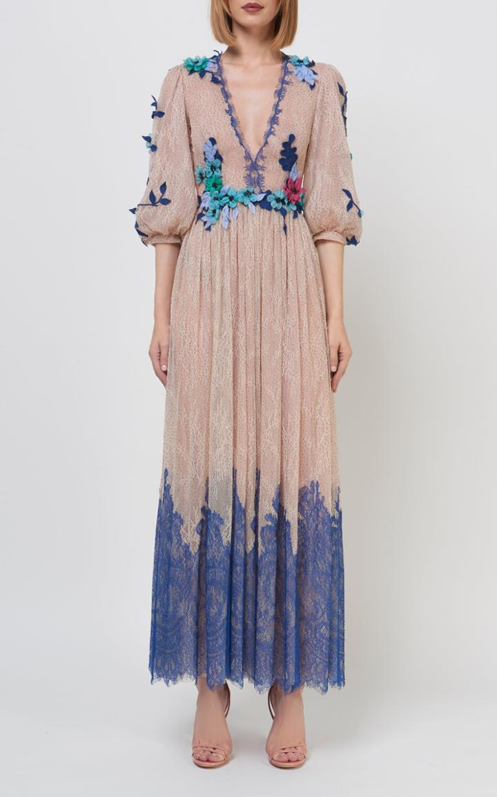 Moda Operandi Costarellos Janina Glittered Chantilly Lace Dress