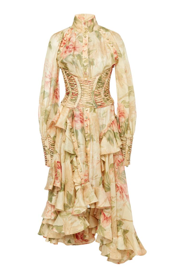 Zimmermann Espionage Silk Corset Dress
