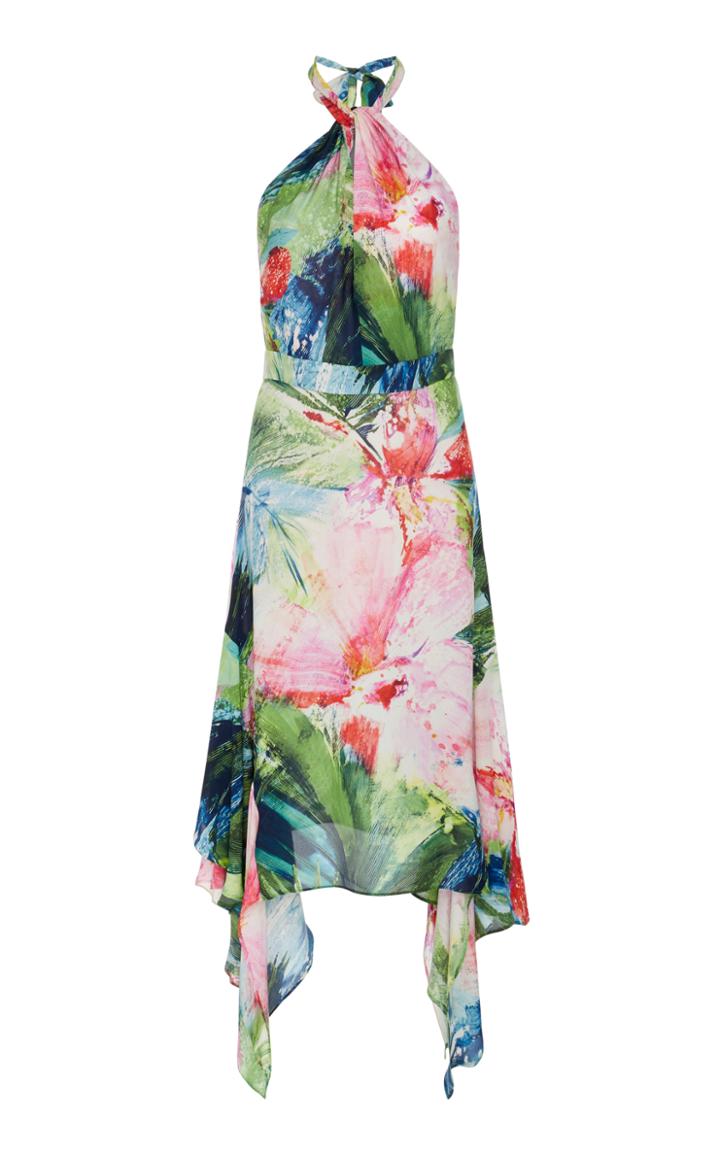 Josie Natori Halter Floral Dress