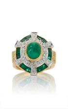 Giovane 18k Yellow And White Gold Emerald And Diamond Ring
