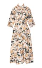 Christine Alcalay Printed Linen Blend Midi Dress
