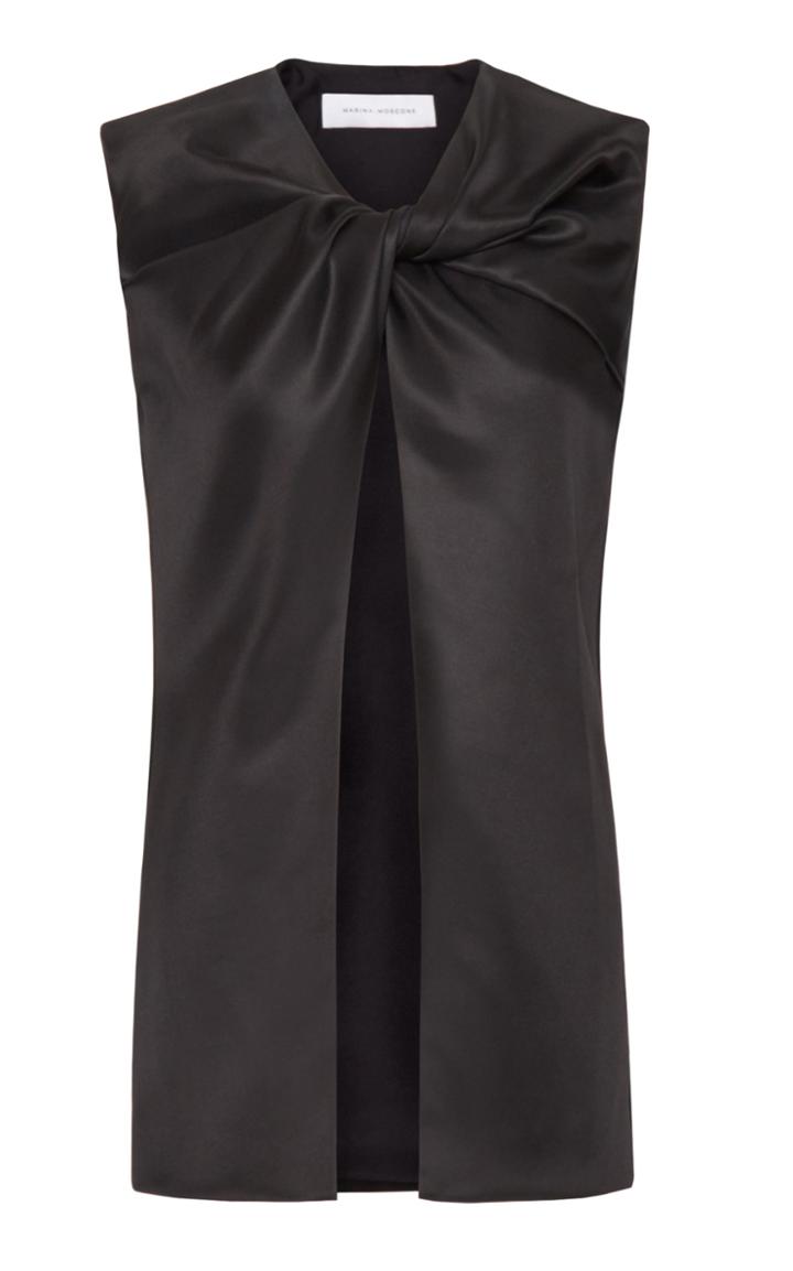 Marina Moscone Sleeveless Twist Wool Blend Top