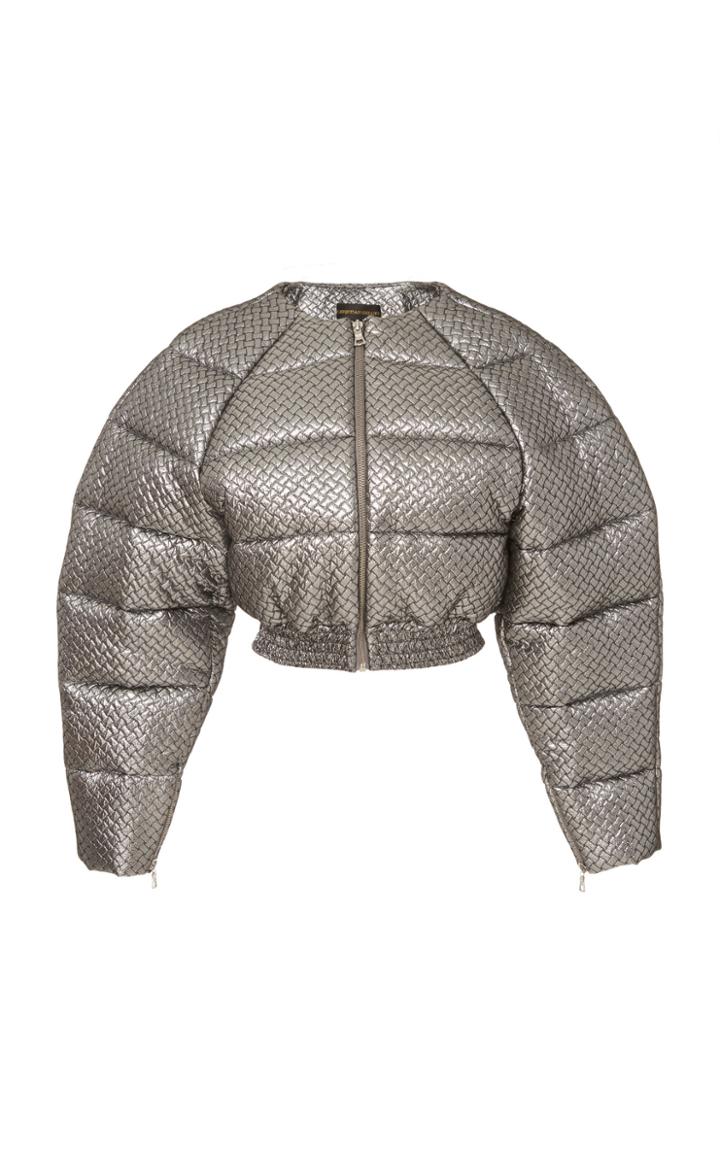 Christian Siriano Cropped Matelasse Puffer Jacket