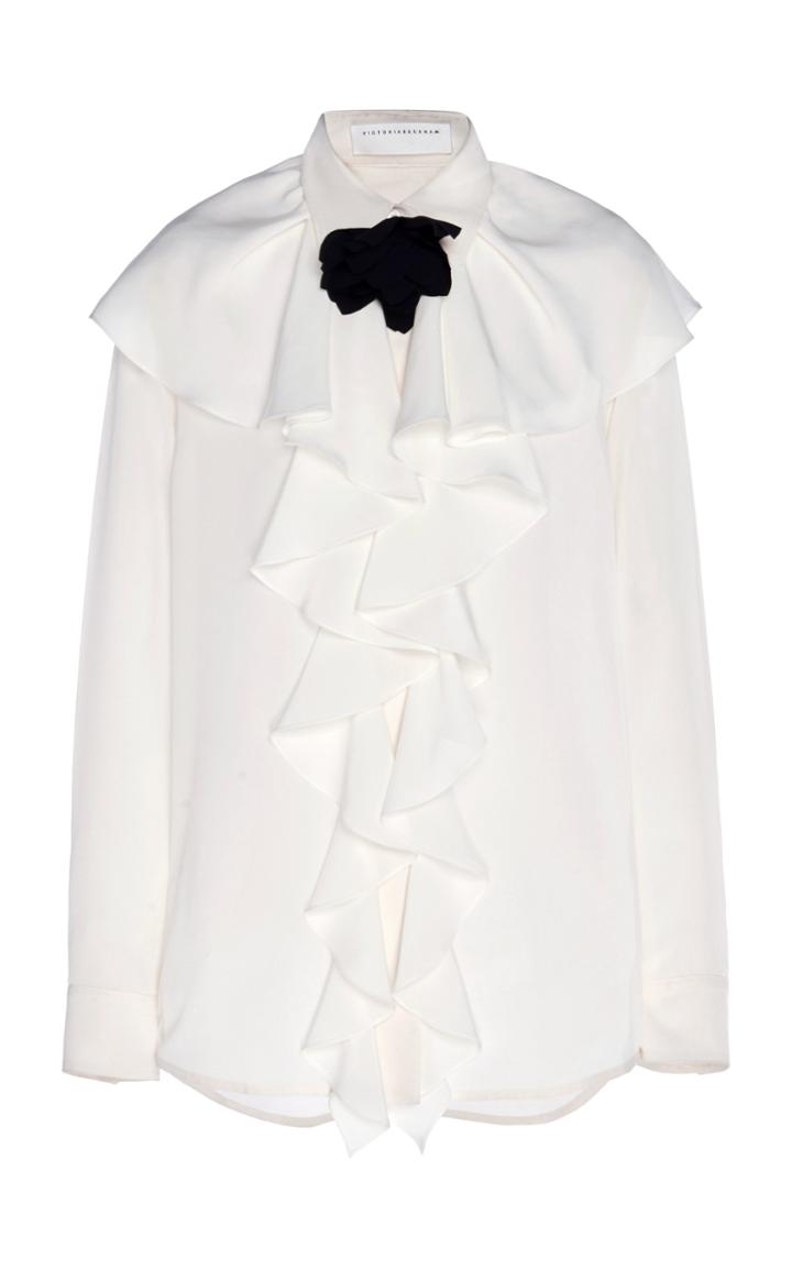 Moda Operandi Victoria Beckham Ruffled Silk Top Size: 4